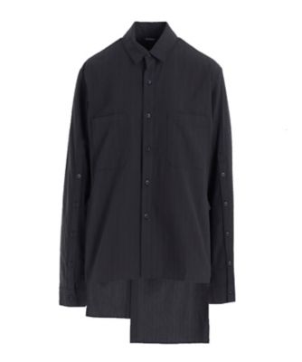 ＜LIMI feu (Women)＞ＧＲＥＹ　ＳＴＲＩＰＥ　ＢＡＣＫ　ＳＬＩＴ　ＳＨＩＲＴ　ＬＬーＢ０４ー０１５