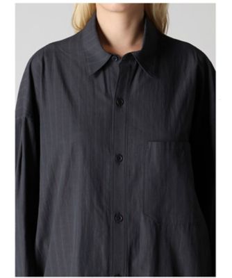 GREY STRIPE SHOULDER TOP TUCK SHIRT