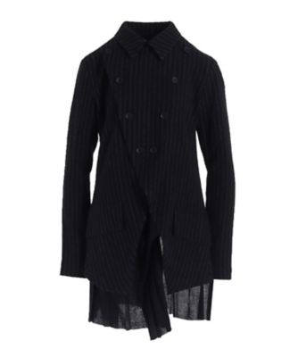 ＜LIMI feu (Women)＞ＳＴＲＩＰＥ　ＧＡＵＺＥ　ＰＬＥＡＴＳ　ＤＥＳＩＧＮＥＤ　ＪＡＣＫＥＴ　ＬＬーＪ０５ー１２０