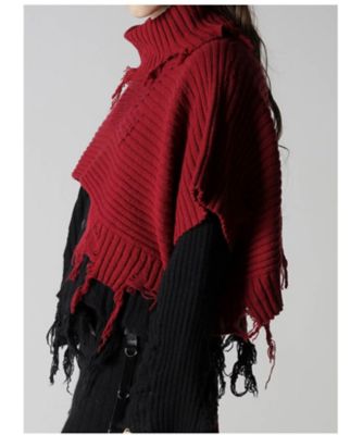 CRUSHED RIB DAMAGED 2WAY WOOL SCARF