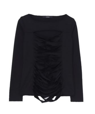 ＜LIMI feu (Women)＞ＰＬＡＩＮ　ＳＴＩＴＣＨ　ＳＬＩＴ　ＣＲＯＳＳ　ＬＯＮＧ　ＴーＳＨＩＲＴ　ＬＬーＴ０２ー１３８