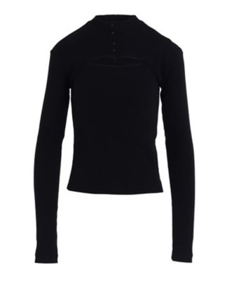 ＜LIMI feu (Women)＞ＣＯＴＴＯＮ　ＲＡＹＯＮ　ＲＩＢ　ＣＨＩＮＡ　ＣＯＬＬＡＲ　ＴーＳＨＩＲＴ　ＬＬーＴ０５ー０４１