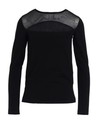 ＜LIMI feu (Women)＞ＰＬＡＩＮ　ＳＴＩＴＣＨ　＋ＴＵＬＬＥ　ＳＬＩＴ　ＣＨＥＳＴ　ＬＯＮＧ　ＳＬＥＥＶＥ　ＴーＳＨＩＲＴ　ＬＬーＴ１７ー８３０