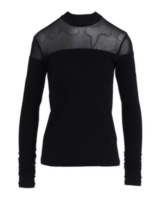 ＜LIMI feu (Women)＞ＰＬＡＩＮ　ＳＴＩＴＣＨ　＋ＴＵＬＬＥ　ＰＡＮＥＬＥＤ　ＨＩＧＨＮＥＣＫ　ＬＬーＴ１８ー８３０