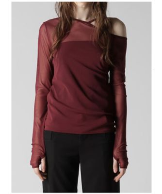 TULLE TIGHT OPEN SHOULDER TーSHIRT