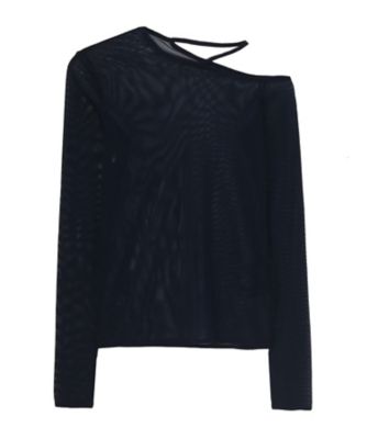 LIMI feu (Women)/リミフゥ TULLE TIGHT OPEN SHOULDER TーSHIRT LLーT19ー946 Navy トップス【三越伊勢丹/公式】