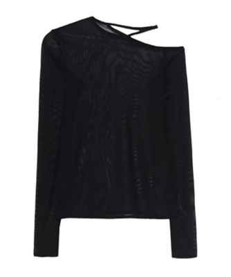 TULLE TIGHT OPEN SHOULDER TーSHIRT