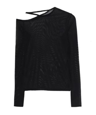 【未使用】LIMI feuリミフゥ ストリングスリーブジャージートップ TULLE TIGHT OPEN SHOULDER TーSHIRT