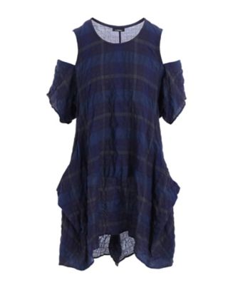 ＜LIMI feu (Women)＞ＰＬＡＩＤ　ＯＰＥＮ　ＳＨＯＵＬＤＥＲ　ＢＬＯＵＳＥ　ＬＰーＢ０２ー２２２