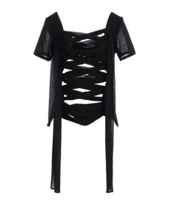 ＜LIMI feu (Women)＞ＧＡＵＺＥ　ＲＩＢＢＯＮ　ＬＡＣＥーＵＰ　ＢＬＯＵＳＥ　ＬＰーＢ０３ー２０９
