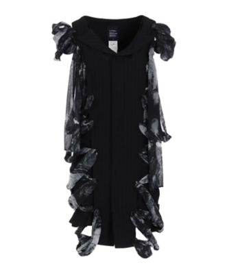 ＜LIMI feu (Women)＞ＳＴＲＩＰＥ　ＲＩＢＢＯＮ　ＬＡＣＥーＵＰ　ＤＲＥＳＳ　ＬＰーＤ１２ー２１７