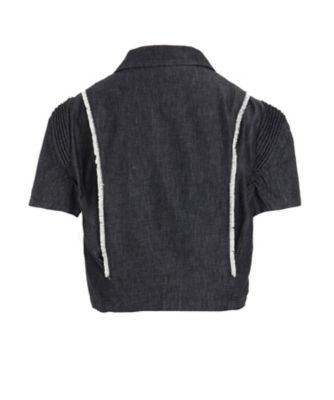 LIGHT DENIM FRILLED SHORT JACKET