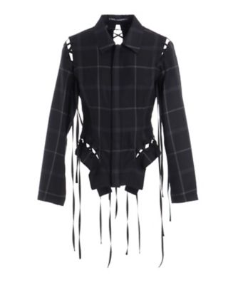 ＜LIMI feu (Women)＞ＰＬＡＩＤ　ＬＡＣＥーＵＰ　ＪＡＣＫＥＴ　Ｂ　ＬＰーＪ１５ー１０１