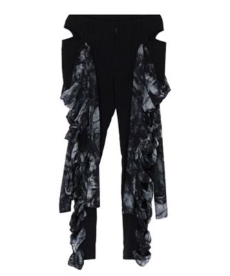 ＜LIMI feu (Women)＞ＳＴＲＩＰＥ　ＲＩＢＢＯＮ　ＬＡＣＥーＵＰ　ＰＡＮＴＳ　ＬＰーＰ０６ー２１７