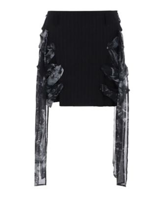 ＜LIMI feu (Women)＞ＳＴＲＩＰＥ　ＲＩＢＢＯＮ　ＬＡＣＥーＵＰ　ＳＨＯＲＴ　ＳＫＩＲＴ　ＬＰーＳ０３ー２１７