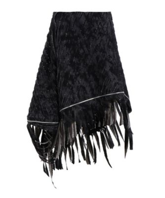 LIMI feu リミフゥ　黒ロングストールボレロ　レディースS DENIM WITH SLASH DETAIL ZIP
