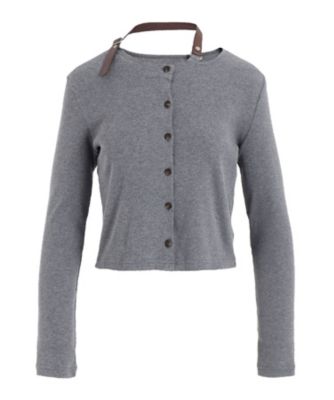 ＜LIMI feu (Women)＞ＲＩＢ　ＳＴＩＴＣＨ　ＣＡＲＤＩＧＡＮ　ＷＩＴＨ　ＣＨＯＫＥＲ　ＬＰーＴ１２ー０４５