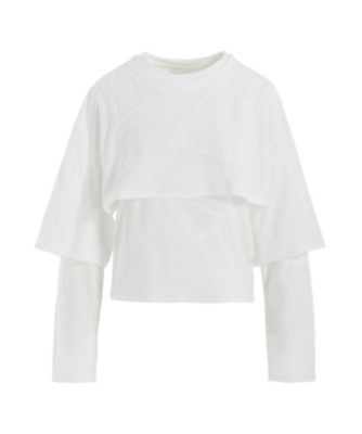 ＜LIMI feu (Women)＞ＴＵＣＫ　ＪＡＣＱＵＡＲＤ　ＬＡＹＥＲＥＤ　ＳＥＰＡＲＡＴＥ　ＬＯＮＧ　ＳＬＥＥＶＥ　ＴーＳＨＩＲＴ　ＬＰーＴ１８ー０３２