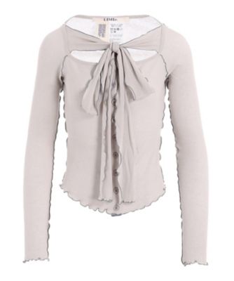 ＜LIMI feu (Women)＞ＲＩＢ　ＳＴＩＴＣＨ　ＣＡＲＤＩＧＡＮ　ＷＩＴＨ　ＲＩＢＢＯＮ　ＬＰーＴ２２ー２３７