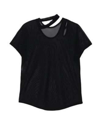 ＊k666＊【LIMIfeu】TULLE SLIT TSHIRT LIMIfeu】TULLE SLIT FRENCH SLEEVE TSHIRT TULLE SLIT