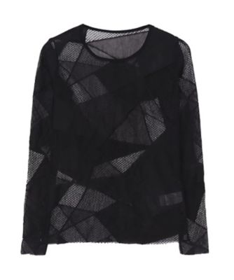 ＜LIMI feu (Women)＞ＧＥＯＭＥＴＲＩＣ　ＮＥＴ　ＳＬＩＭ　ＬＯＮＧ　ＳＬＥＥＶＥ　ＴーＳＨＩＲＴ　ＬＰーＴ５０ー９３５
