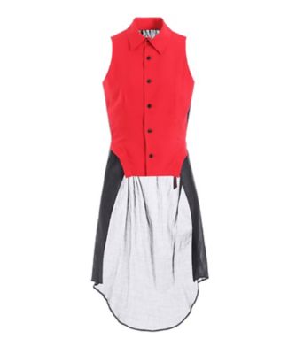 ＜LIMI feu (Women)＞ＢＡＣＫ　ＳＡＴＩＮ　ＣＲＯＳＳ　ＣＯＬＬＡＲ　ＬＯＮＧ　ＶＥＳＴ　ＬＰーＹ０２ー２０８