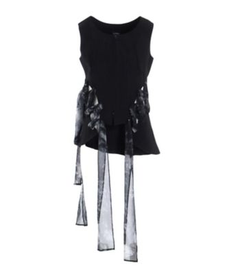 ＜LIMI feu (Women)＞ＳＴＲＩＰＥ　ＲＩＢＢＯＮ　ＬＡＣＥーＵＰ　ＶＥＳＴ　ＬＰ－Ｙ０３－２１７