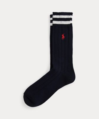 POLO RALPH LAUREN (Men)/ポロ ラルフ ローレン ストライプドカフ コットンブレンド クルー ソックス MAPOHOS03420882