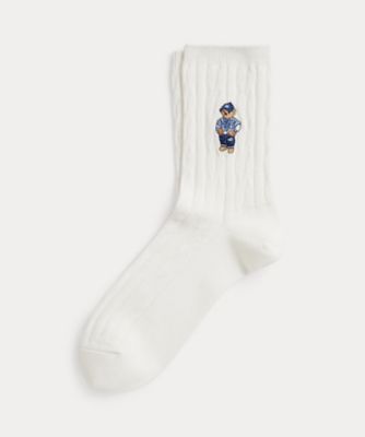 Polo ベア ケーブルニット ハーフクルー ソックス