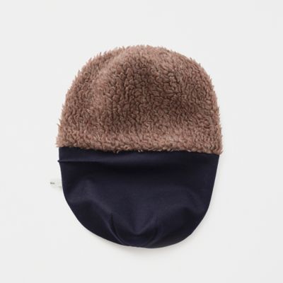マチュアーハ リバーシブルボアビーニー　ネイビー×ブラウン reversible beanie － boa | mature ha. (Women