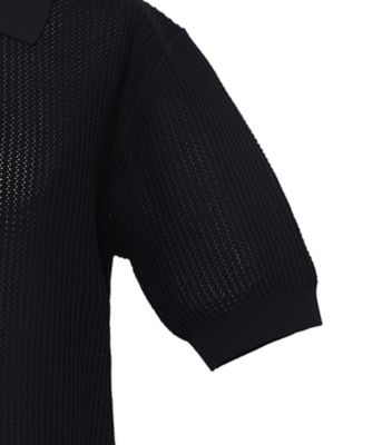 新品タグ付 MADISONBLUE BIG COLLOR KNIT ポロシャツ ニットポロ POLO KNIT MESH MB251－8702