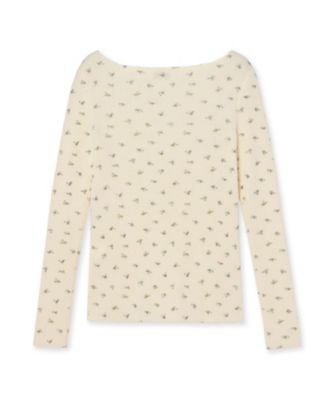 FLOWER PRINT BOAT NECK PO MB264ー