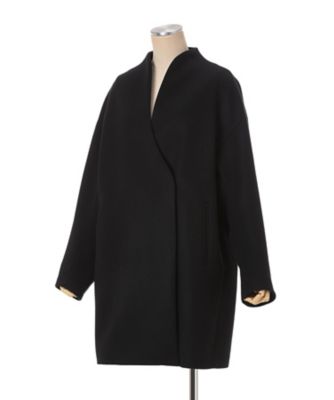 送料無料】Wool Middle Length Collarless