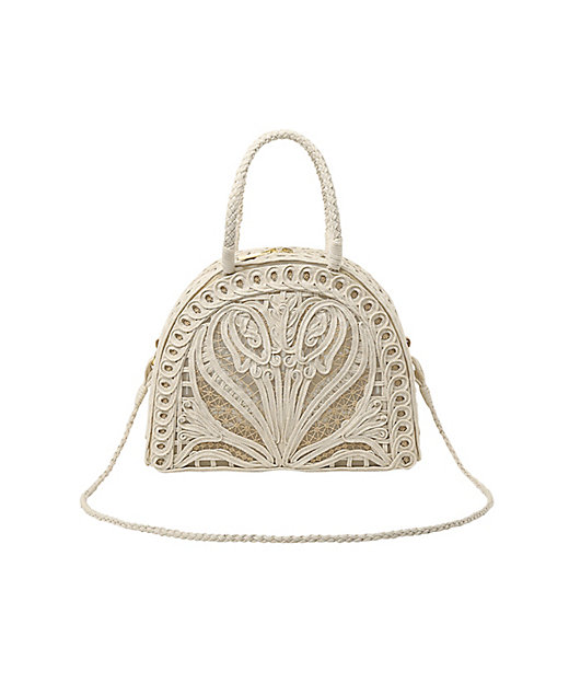 ＜三越伊勢丹/公式＞ クロゴウチ Cording Embroidery Demi Lune Handbag BEIGE ハンドバッグ
