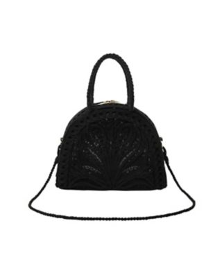 Mame Kurogouchi (Women)/マメ クロゴウチ Cording Embroidery DEMI Lune Handbag Black F 本体:ナイロン100%コード:リネン 89%、ナイロン 11%刺繍糸:キュプラ 100%部分使い:牛革 レディース