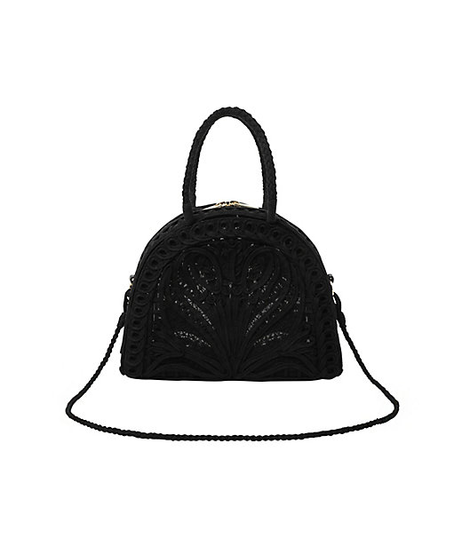 ＜三越伊勢丹/公式＞ クロゴウチ Cording Embroidery Demi Lune Handbag BLACK ハンドバッグ