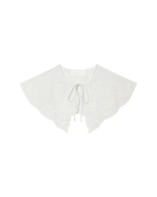 Botanical Embroidery Tippet - White