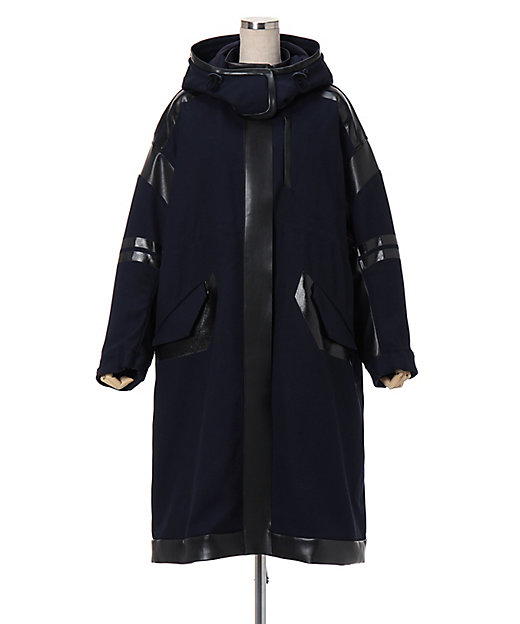 Shadow patched wool hooded coat-