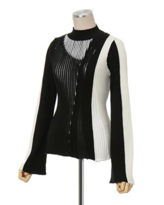 mame/Moon Motif Ribbed Knitted Pullover-