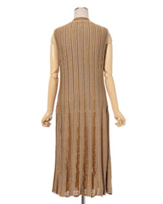 Floral stripe jacquard knitted dress