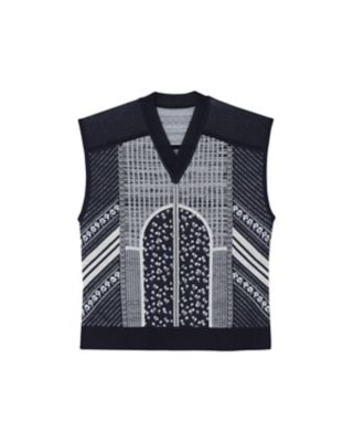 Ｏｓｍａｎｔｈｕｓ　Ｍｏｔｉｆ　Ｊａｃｑｕａｒｄ　Ｋｎｉｔｔｅｄ　Ｖｅｓｔ