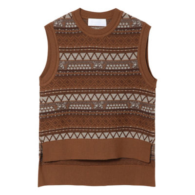 Multi-Colour Jacquard Knit Vest - ニット/セーター