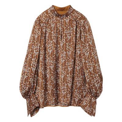 新品mame Flower Hand-Printed Crepe Blouse