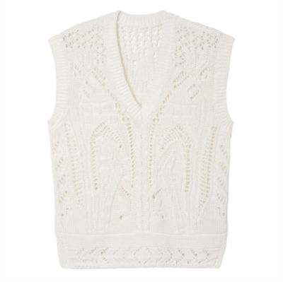 Ｃｕｒｔａｉｎ　Ｌａｃｅ　Ｐａｔｔｅｒｎ　Ｋｎｉｔｔｅｄ　Ｖ　Ｎｅｃｋ　Ｖｅｓｔ