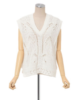 Curtain Lace Knitted V Neck Vest-