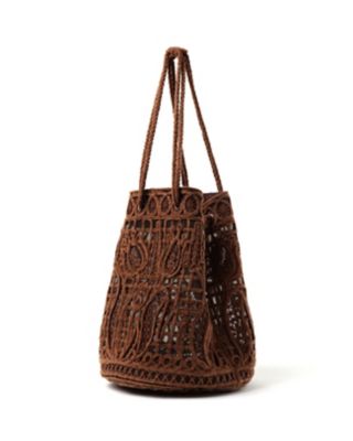 CORD EMBROIDERY BUCKET BAG