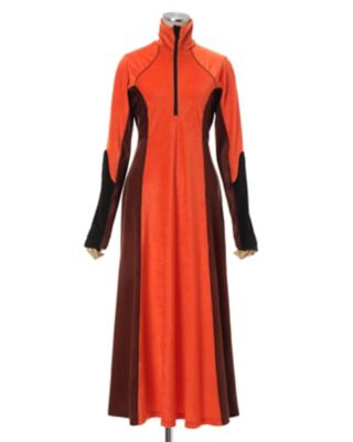 Veloumame Velour Jersey Flared Dress ORANGE