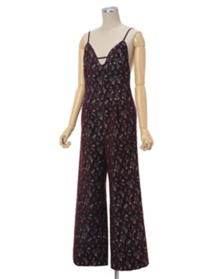Floral Jacquard Sleeveless Jumpsuits裾274cm