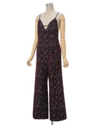 カラーFloral Jacquard Sleeveless Jumpsuits