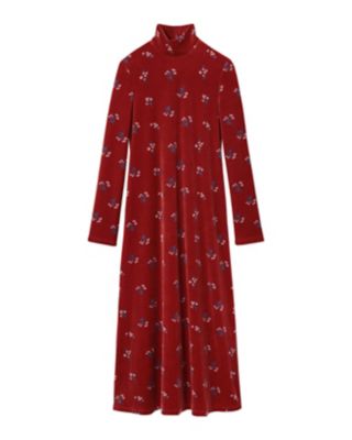 Ｆｌｏｒａｌ　Ｖｅｌｏｕｒ　Ｊａｃｑｕａｒｄ　Ｈｉｇｈ　Ｎｅｃｋ　Ｄｒｅｓｓ